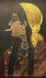 15-15-MR7 Cyganka z papierosem na jedwabiu